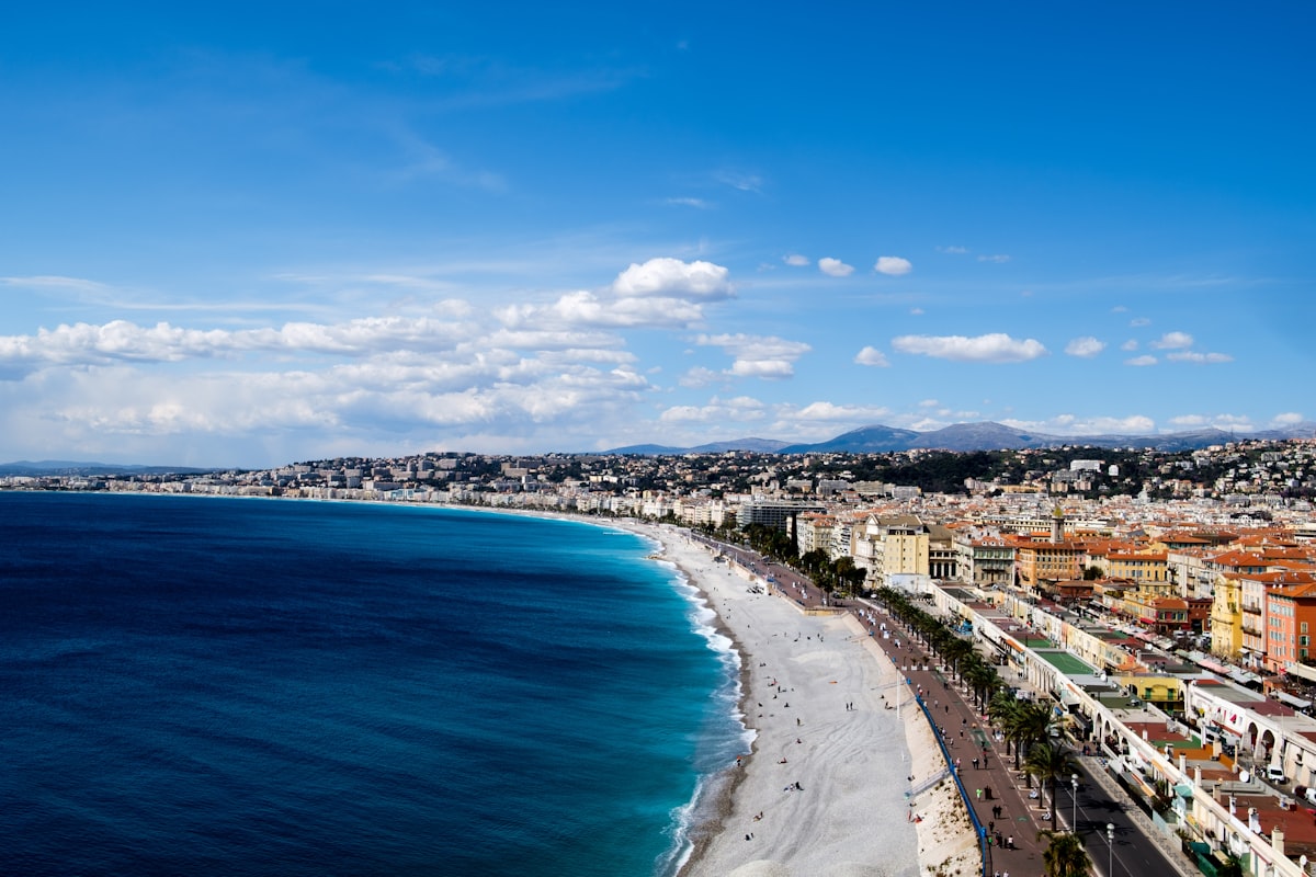 View of Nice with mountain in the background