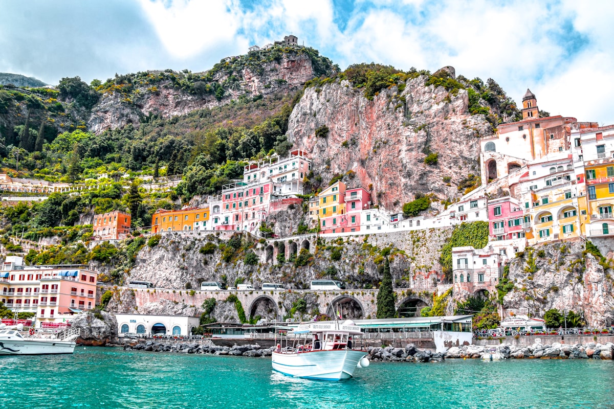 Scenic view of Ravello town and the ocean