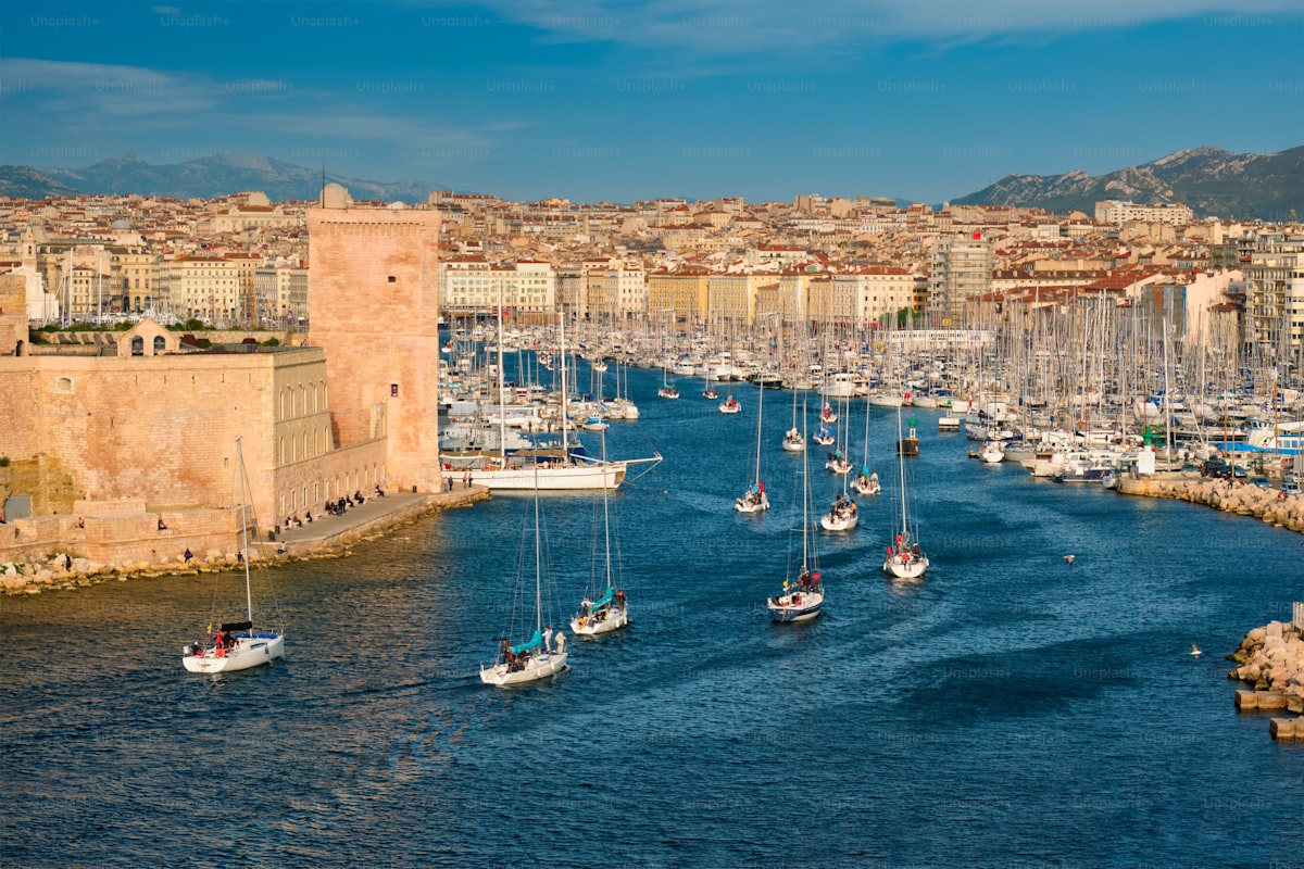 View of Saint-Tropez with bay in the background